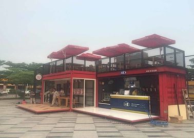 De Cafetaria van de twee Verdiepings Verschepende Container met Terrasdak/Vouwbare Decking